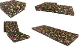 D&D Futon Furniture Trifold Foam Beds, Floor Tri-Fold Bed, Foldable Shikibuton Mattress Cushion Topper Mat for Space Saving Sleepover 3x27x75 in, Red Rose Black D&D Futon Furniture