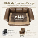 Perledesign Executive Leather Office Chair - Brown Ergonomic Desk Chair with Thick Cushion & Lumbar Support, Comfy Mid Century Modern Swivel Computer Chair for Home Office Perledesign
