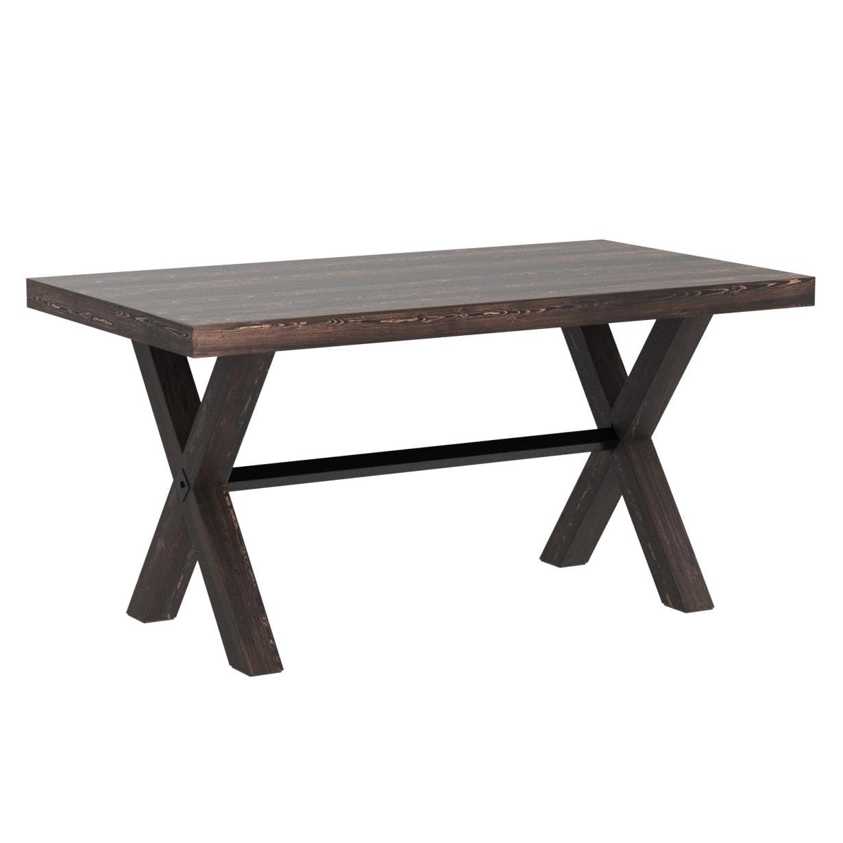 LUE BONA 59'' Dining Table for 6-8 Solid Wood Farmhouse Kitchen Table with Natural Wood Grain for Home and Kitchen, Heavy Duty Rectangular Kitchen & Dining Table for Home and Dining Room Dark - WoodArtSupply