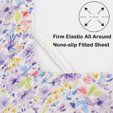 Mooreeke Floral Full Sheets, Soft Breathable Microfiber Vintage Printed Bed Sheet Set, Deep Pocket Non-Slip Fitted Sheet Included, Purple Flower Pattern Mooreeke