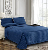 Elegant Comfort Best, Softest, Coziest 6-Piece Sheet Sets! - 1500 Premier Hotel Quality Luxurious Wrinkle Resistant 6-Piece Damask Stripe Bed Sheet Set, Queen Navy Blue Elegant Comfort