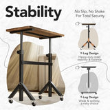 HUANUO 32'' Small Standing Desk with Wheels,28.7"-46.1" Heigh Adjustable Portable Rolling Desks,Mobile Stand Up Desk for Walking Pad and Treadmill,Sit to Stand Computer Workstation for Bedroom,Walnut HUANUO