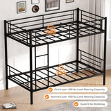 NestLude Metal Bunk Bed Twin Over Twin with Ladders & Guardrail, Industrial Beds Frame Heavy Duty 2 in 1, Space-Saving for Bedroom, Dormitory (Black) NestLude