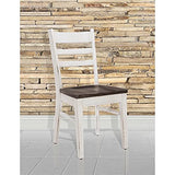 Pemberly Row 18" Wood Dining Room Ladderback Chair with Wood Legs for Kitchen, Modern Restaurant Chairs in Off White and Dark Brown Pemberly Row