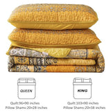 WONGS BEDDING Boho Queen Quilt Set, Yellow Orange Bohemian Queen Quilt Bedding Set, Lightweight Microfiber Bed Decor Bedspread for All Season 96"x90"(3 Pieces) WONGS BEDDING