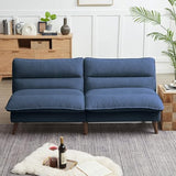 Pingliang Home 72" Futon Sofa Bed, Futon Couch with Adjustable Backrest, Recliner Small Loveseat for Living Room, Office, Apartment, Corduroy Loveseat, Blue Pingliang Home