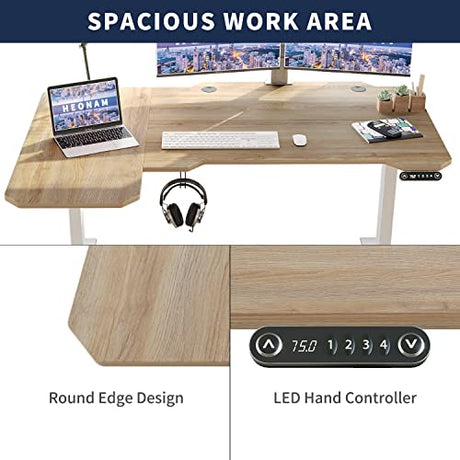 HEONAM Ergonomic Electric Standing Desk 59 Inch, Height Adjustable Sit Stand Desk with Memory Keypad and Large Work Surface HEONAM