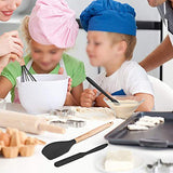 LIANYU 15-Piece Kitchen Silicone Cooking Utensils Set with Holder, Wooden Handle Kitchen Tools Include Spatula Tong Slotted Spoon Turner Whisk Brush, Black LIANYU