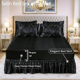 Bedbay Black Comforter Set Queen Size,10-Piece Satin Comforter Bed Set,Pinch Pleat Bedding Set,Black Pintuck Luxury Bed Comforter Set,Lightweight Silk Like Satin Bedding Comforter for All Seasons Bedbay