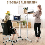 SIDUCAL Small Standing Desk Adjustable Height, Small Mobile Stand Up Desk with Wheels, Rolling Desk for Standing or Sitting, Portable Computer Desk for Walking Pad SIDUCAL