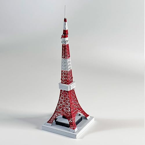 Tokyo Tower 3D Metal Model Kit, DIY Assembly Puzzle, Japanese Landmark Building Replica, Red and White