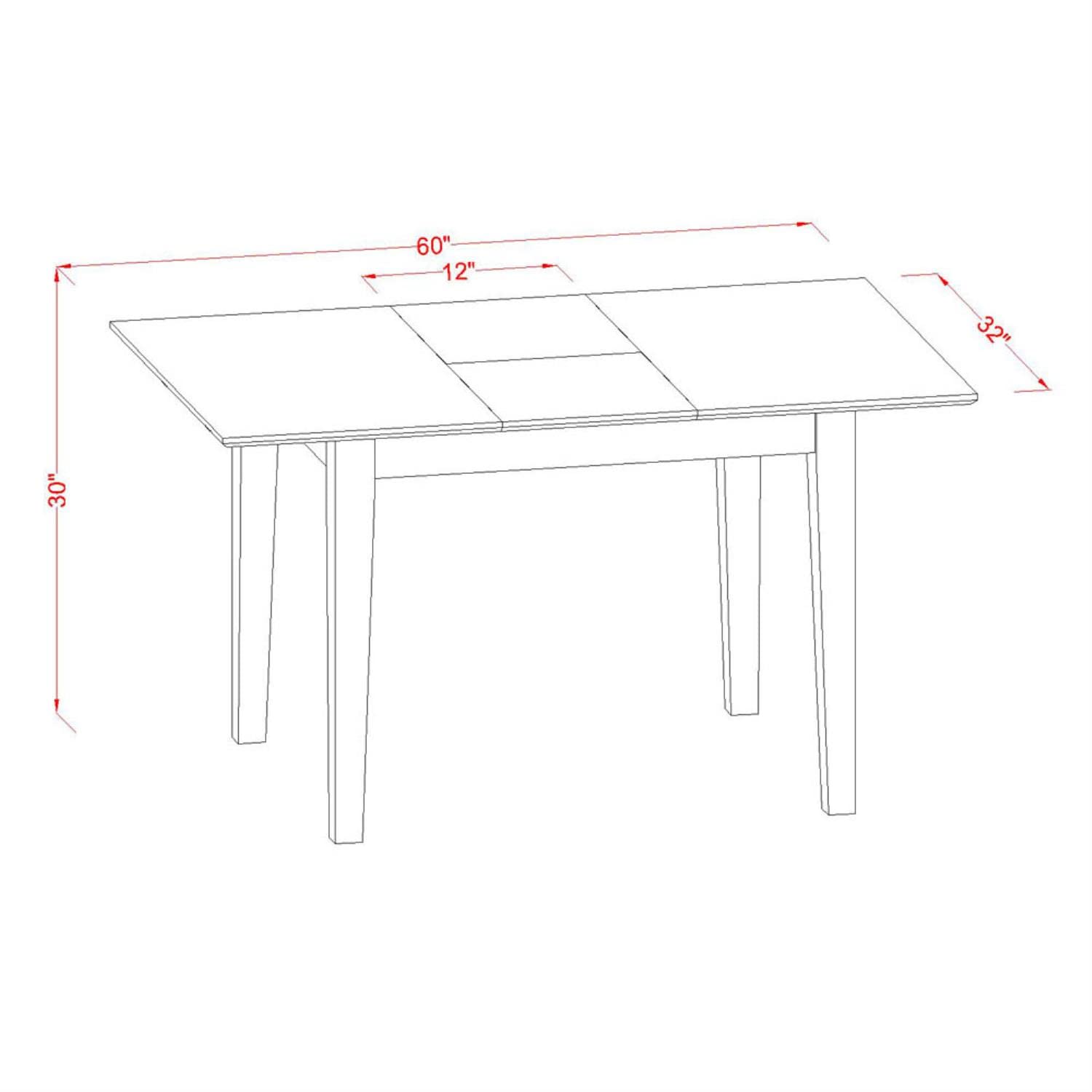 East West Furniture PSCA6C-MAH-W 6 Piece Room Furniture Set Contains a Rectangle Kitchen Table with Butterfly Leaf and 4 Dining Chairs with a Bench, 32x60 Inch - WoodArtSupply