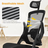NEO Chair Ergonomic Office Desk Chair High Back Computer Gaming Mesh Chair with Comfy Task Adjustable Arms Lumbar Support Headrest Swivel for Home Office (Black) NEO CHAIR