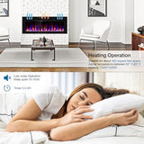43 Inch Electric Fireplace Recessed and Wall Mounted, Fireplace Heater and Linear Fireplace, Ultra-Thin Electric Fireplace, Low Noise, with Timer, Remote Control, Adjustable 12 Flame Color, 750/1500W Sixfivsevn