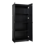 Manhattan Comfort Cornelia Modern Storage Cabinet with Doors and Shelves 2.0 - Tall Freestanding Wardrobe Closet with 4 Adjustable Cubbies for Bedroom or Linen Use, Set of 1, Black Manhattan Comfort