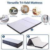 Folding Mattress Queen - Tri Fold Futon Mattress Portable Floor Mattress with Soft Breathable Cover for Guests Temporary Use Foldable Camping Sofa Bed for Back Pain Relief, 60"x80"x4" Sedefen