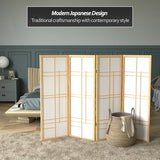 4 ft. Short Eudes Shoji Screen - Natural - 4 Panels Red Lantern