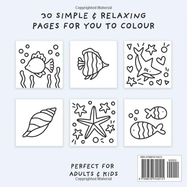 Under The Sea Colouring Book (Simple and Relaxing Bold Designs for Adults & Children) (Simple and Relaxing Colouring Books) WoodArtSupply
