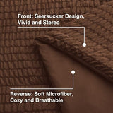 Love's cabin Seersucker Brown Full Comforter Set, 7-Piece All Season Lightweight Bed in a Bag Bedding Set with Comforter, Flat Sheet, Fitted Sheet, Pillowcases and Shams