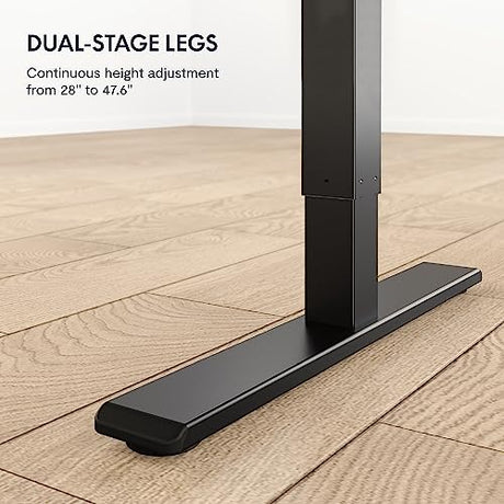 FLEXISPOT Standing Desk 55 x 28 Inches Electric Stand Up Desk Workstation, Whole-Piece Desk Board Home Office Computer Height Adjustable Desk (Black Frame + 55" Mahogany Top 2 Packages) FLEXISPOT