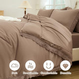Andency Taupe Queen Size Comforter Set with Sheets - 7 Pieces Boho Tassel Bed in a Bag Soft Lightweight Bedding Sets, Taupe Fringe Bed Set with Comforter, Sheets, Pillowcases & Shams Andency