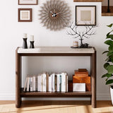 SUNBURY Modern Console Table with Faux Marble Top, 43 Inches Entryway Console Table with Open Shelf, Sofa Table Behind Couch for Hallwa, Living Room, Entrance SUNBURY
