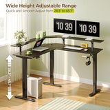 Rolanstar Standing Desk L Shaped with LED Light and Power Outlet, Electric Height Adjustable Computer Office Desk Sit Stand Up with Monitor Stand, Black Rolanstar