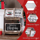 FESTWIND Farmhouse Christmas Decor, Merry and Bright Block Sign for Shelf, Mantel, Farmhouse Christmas Decorations for Home, Embossed Metal With Wood Frame FESTWIND