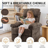 Korser Recliner Chair, Living Room Recliner Chairs for Adults, Small Recliners for Small Spaces, Upholstered Manual Recliner with Side Pockets, Modern Nursery Chair for Living Room, Chenille, Brown
