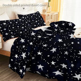 Double-Sided Printed Bedding with Minimalist Stars Cute - Ultra-Soft Microfiber Duvet Cover Set Single Durable Zipper Closure, Comfortable Quilt Cover for Bedroom Décor Dark Generic