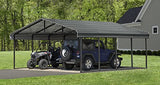 Arrow Carports Galvanized Steel Carport, Double Car Metal Carport Kit, 20' x 20' x 7', Charcoal Arrow Shed