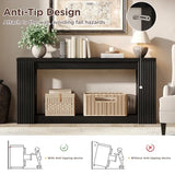 Maupvit Fluted Wooden Console Table with 2 Storage, 71 Inches Rectangular Entryway Table Behind The Couch, Farmhouse Boho Sofa Table for Entrance, Hallway, Living Room (Black) Maupvit
