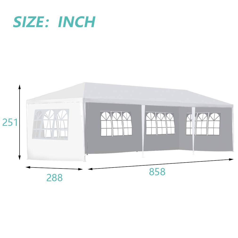 Gazebo Tent 10'x30' Canopy Tent Outdoor Gazebo Canopy Wedding Party Tent Heavy Duty Gazebo Pavilion, White (10x30ft 5 Removable Sidewalls) ZAAYO