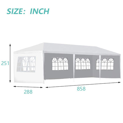 Gazebo Tent 10'x30' Canopy Tent Outdoor Gazebo Canopy Wedding Party Tent Heavy Duty Gazebo Pavilion, White (10x30ft 5 Removable Sidewalls)