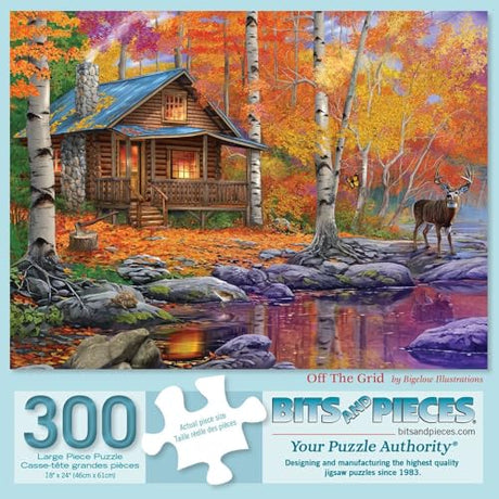 Bits and Pieces - 300 Piece Jigsaw Puzzle for Adults - 18" x 24" - Off The Grid - 300 pc Large Piece Fall Autumn Jigsaw by Bigelow Illustrations Bits and Pieces