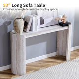 BFJDM 53" Faux Travertine Stone Console Table for Entryway, Sofa Entrance Table with Faux Mars Marble Pattern, Modern Sofa Tables with Round Raised Edge Design for Living Room, Hallway, Foyer, Beige BFJDM