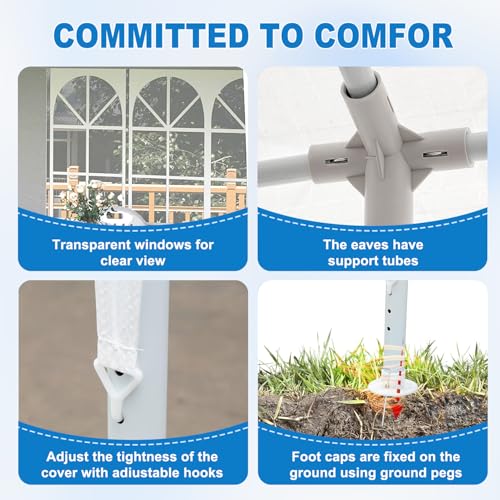 10x30ft Ez Pop up Canopy Tent with 8 sidewalls Easy Up Commercial Outdoor Canopy Wedding Party Tents for Parties All Season Wind & Waterproof Gazebo with Roller Bag (White, 10x30') AYJOIR