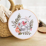 Yangshine 2 Sets Human Anatomy Embroidery Kit for Beginners,Flower with Skull Patterns Cross Stitch Kits,Including Embroidery Hoops, Fabric,Color Threads,Needles,Instructions and Tool Kit