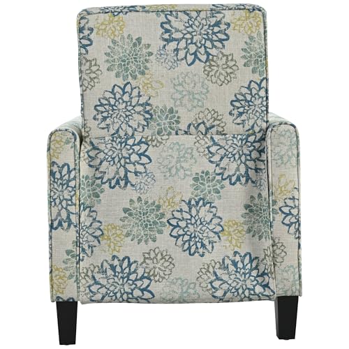 Merax 27.5" Push Back Recliner Chair Upholstered Recliner Armchair with Solid Beech Wood Legs for Living Room and Bedroom, Light Brown&Blue Merax