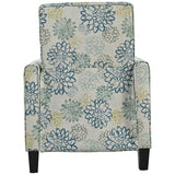 Merax 27.5" Push Back Recliner Chair Upholstered Recliner Armchair with Solid Beech Wood Legs for Living Room and Bedroom, Light Brown&Blue Merax