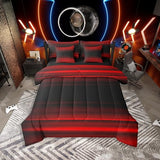 Erosebridal Red Black 7 Piece Bedding Set Twin Ombre Comforter Set with Sheets Abstract Teens Art Gradient Bed in A Bag Kids Girls Boys Bed Sets Erosebridal