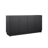 Prepac Simply Modern 4-Door Console Table with Storage Shelves - Black, 60" W x 30" H x 16" D Prepac