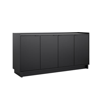 Prepac Simply Modern 4-Door Console Table with Storage Shelves - Black, 60" W x 30" H x 16" D - WoodArtSupply