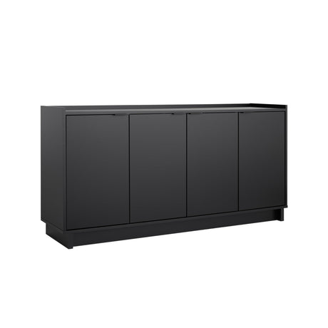 Prepac Simply Modern 4-Door Console Table with Storage Shelves - Black, 60" W x 30" H x 16" D Prepac