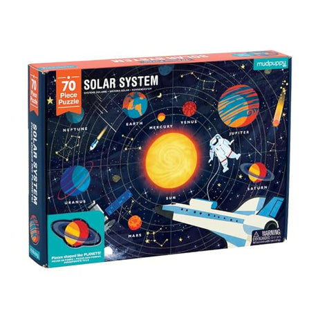 Mudpuppy Solar System – 70 Piece Jigsaw Puzzle with Planet Shaped Pieces Featuring Planets Constellations And Other Fun Space Themed Objects Mudpuppy