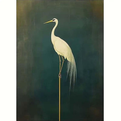 5D Bird Diamond Painting Kits for Adults Beginner,Diamond Art Kits for White Crane,DIY Round Full Drill Diamond Dots Paintings with Gem Art Crafts for Home Wall Decor 12X16 Inch