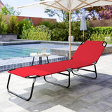 Outsunny Folding Chaise Lounge Pool Chairs, Outdoor Sun Tanning Chairs with 5-Level Reclining Back, Steel Frame for Beach, Yard, Patio, Red