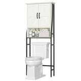 MXARLTR Over The Toilet Storage Cabinet, Over Toilet Bathroom Organizer, Above Toilet Storage Cabinet with Barn Doors Behind Toilet Bathroom Organizer Over-The-Toilet Cabinet (Cream White) MXARLTR