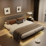 Muluflower Floating Bed Frame California King Size with Charging Station and LED Lights, Metal Platform Bed Frame, No Box Spring Needed, Easy Assembly, (California King) Muluflower