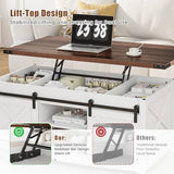 ALLSTAND 48" Farmhouse Lift Top Coffee Table with Storage Sliding Barn Door & Large Hidden Compartment, Coffee Table with Lifting Top with Wooden Lift Tabletop, Storage Coffee Table for Living Room ALLSTAND